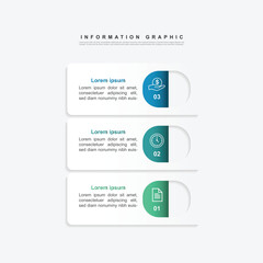 design template banner infographic. 3 step process information or presentation with icons