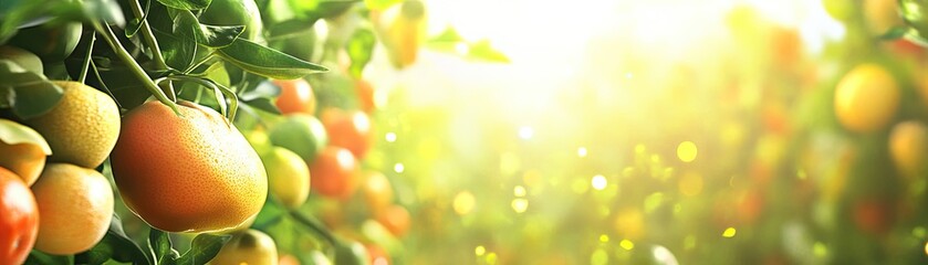 Obraz premium Vibrant citrus orchard bathed in sunlight