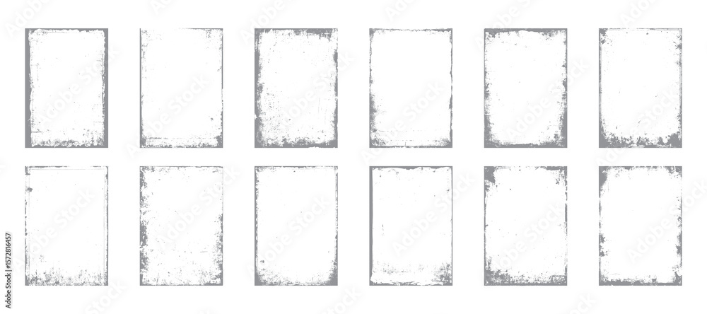 Aufkleber grunge rectangle frame pack with distressed border textures. vintage overlay design elements on whit