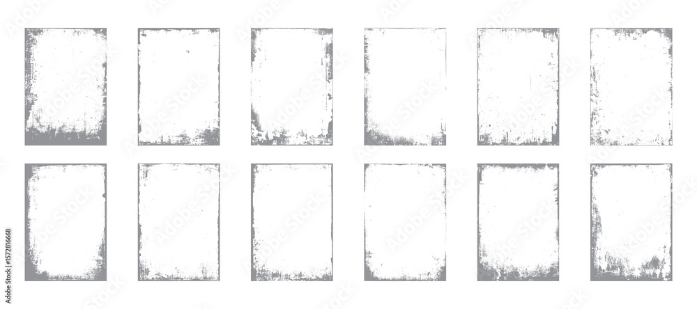 Poster grunge frame texture collection with distressed square and rectangular borders. abstract vintage ove