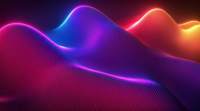 Illustration Abstraite de Lignes N&eacute;on Fluides et Lumineuses sur Fond Sombre