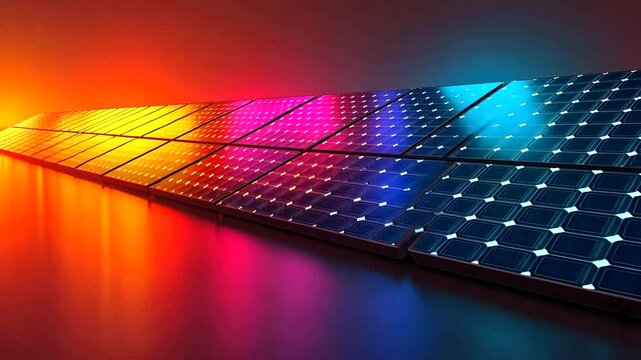 Colorful Solar Panels: Sustainable Energy Source Reflecting a Vibrant Future