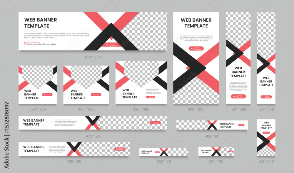 Wall mural abstract banner design web template set. modern cover header background for website design, social m