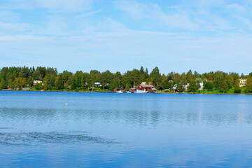 Badestelle mit Blick über den See Ströms Vattudal