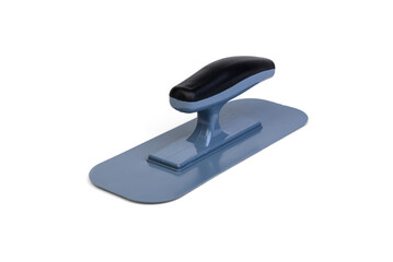 Plastic trowel for decorative plaster isolated on white background.