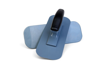 Plastic trowel for decorative plaster isolated on white background.