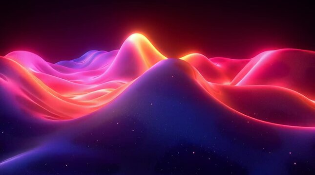 Illustration Abstraite de Lignes N&eacute;on Fluides et Lumineuses sur Fond Sombre
