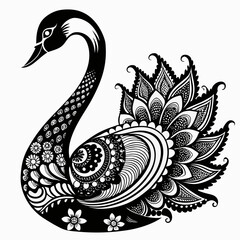 Naklejka premium Intricate Lace Swan Vector Illustration