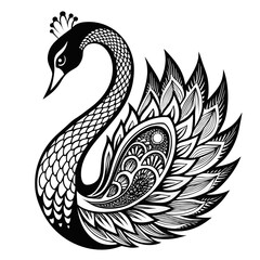 Intricate Lace Swan Vector Illustration