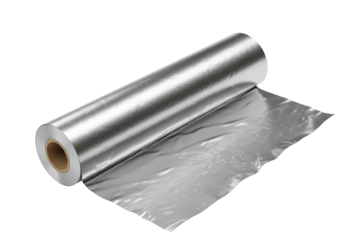 Isolated Roll of Shiny Aluminum Foil