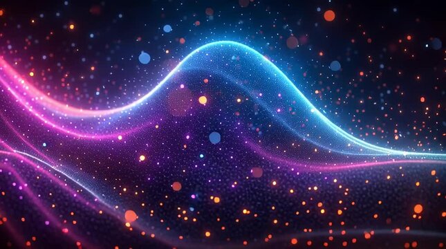 Illustration Abstraite de Lignes N&eacute;on Fluides et Lumineuses sur Fond Sombre