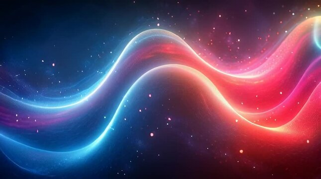 Illustration Abstraite de Lignes N&eacute;on Fluides et Lumineuses sur Fond Sombre