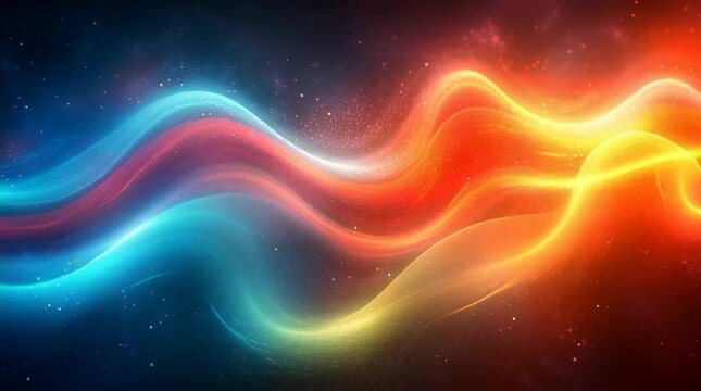 Illustration Abstraite de Lignes N&eacute;on Fluides et Lumineuses sur Fond Sombre