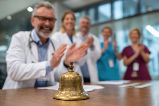 Medical team applauding at a meeting or ceremony - Powered by Adobe
