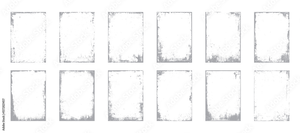 Aufkleber grunge frame border texture on isolate background. old grunge frame with dust texture. texture black