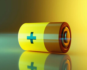 Green Rechargeable Battery Isolated on White | Sustainable Energy 3D Render