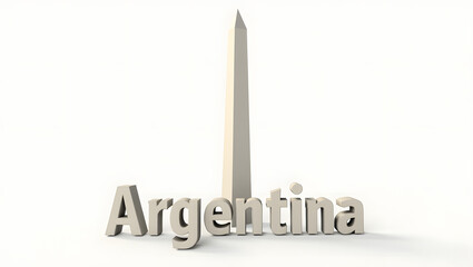 3d illustration of the Buenos Aires Obelisk with the word 'Argentina' beneath. Clean white background and soft shadows.