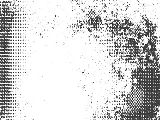 Grunge ink print vector background with authentic halftone and retro organic texture, Vintage halftone vector background with organic grunge ink print for classic graphic design. 