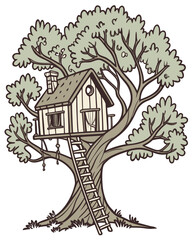 Cozy Tree House Illustration