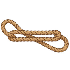 A length of thick brown rope is tied in a loop and lies diagonally across the frame