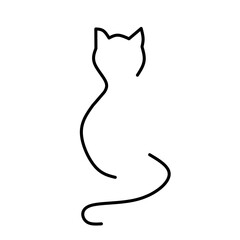 Minimalist one line art vector of a sitting cat silhouette. Simple and elegant design perfect for pet, animal, nature, and minimalistic art projects.