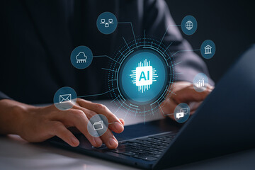 AI technology with machine learning and cloud infrastructure supporting real time data analytics,...