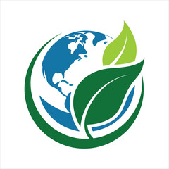 Fototapeta premium Eco Globe Leaf Icon Vector