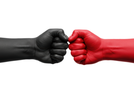 Isolated Fist Bump of Contrasting Black and Red Hands