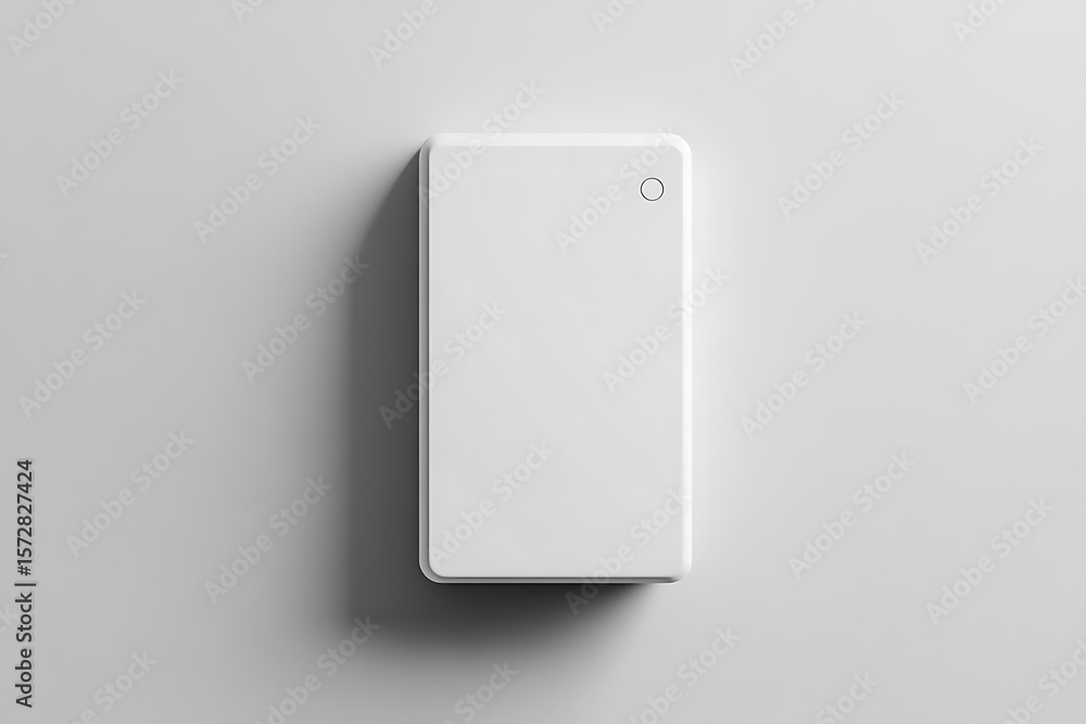 Poster white electronic device with rounded edges on a neutral white gradient background