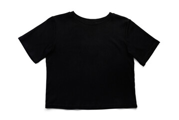 Black female t-shirt isolated on white background.
