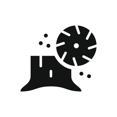 Fototapeta premium Tree stump removal service logo. Stump grinding solid vector icon.