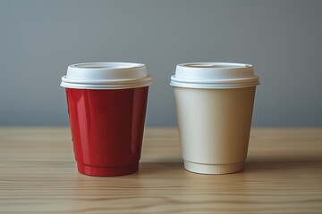 Red And Beige Coffee Cups
