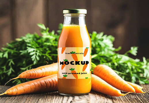 Carrot Juice Bottle Mockup