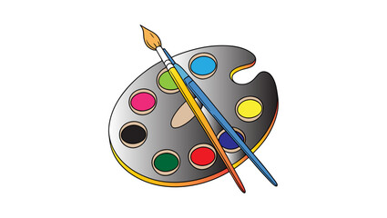 Wooden Paint Palette with Bright Colors – PNG Clipart