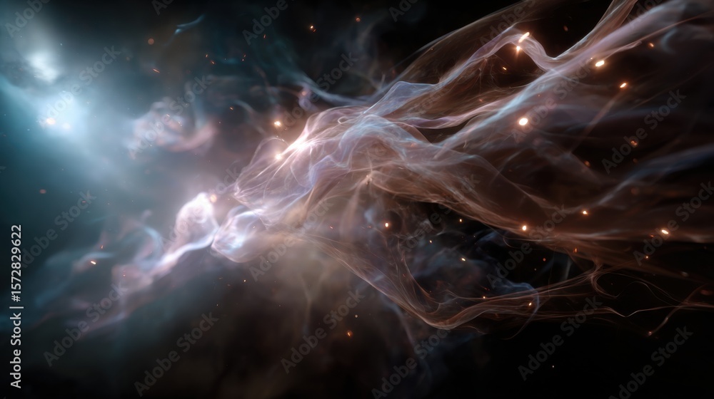 Poster dynamic cosmic energy swirls outer space abstract art digital universe wide angle mystical vibes for