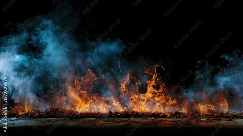 Aufkleber fire and smoke effects display dark background digital art abstract environment dynamic viewpoint vi