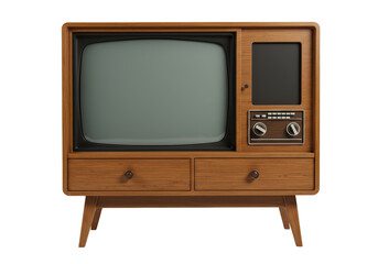 Isolated Mid-Century Modern Television Console with Wood Cabinet
