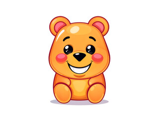 Adorable teddy bear cartoon with friendly smile, suitable for toys or baby-themed illustrations. Generative AI