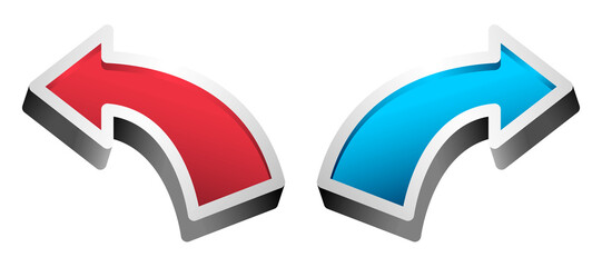 3D Red Blue arrow left icon symbol. Transparent background red blue arrow Png stock illustratio
