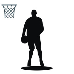 silhouette vector of basketball players playing on the court