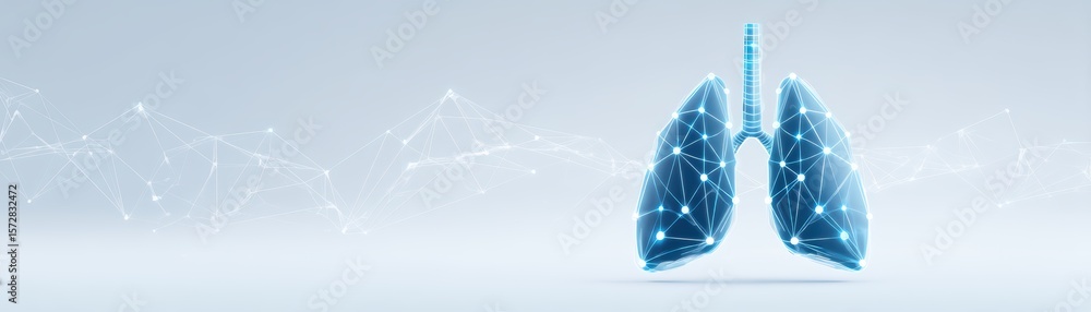 Aufkleber digital representation of human lungs illuminated with glowing connections and abstract elements for