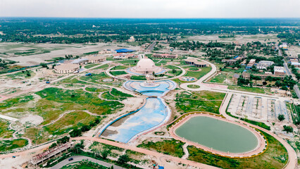 Fototapeta premium Historic monuments of Vaishali including the Buddha Relic Stupa, and Vishwa Shanti Stupas. Bihar tourism site and Historic Monuments of Vaishali, Muzaffarpur, Bihar, India.