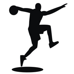 silhouette vector of a basketball player carrying a ball