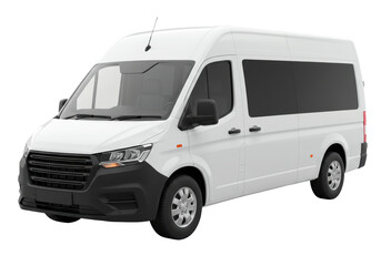 Isolated White Delivery Van with Tinted Windows and Modern Design