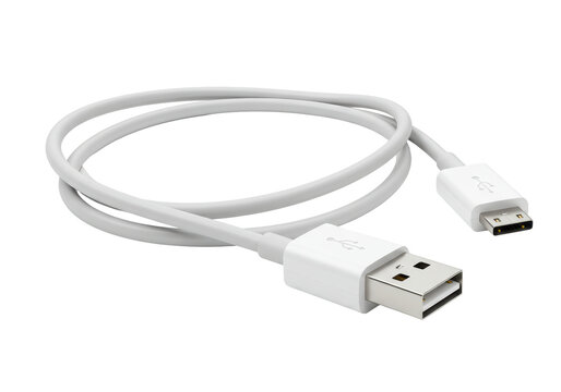 Isolated White USB to Micro USB Charging Cable