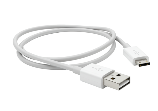 Isolated White USB to Micro USB Charging Cable