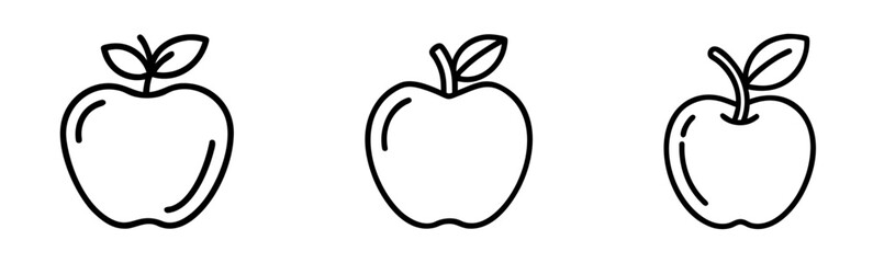 fruit apples with leaves icons