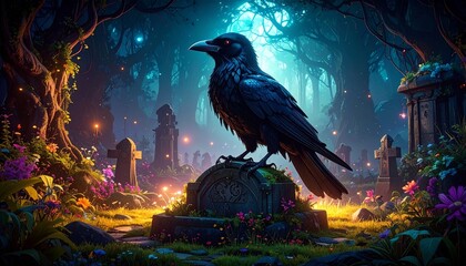 Obraz premium raven in the night