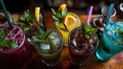 Refreshing cocktail mixology event bar beverage showcase cozy atmosphere close-up view summer vibes