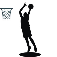 silhouette vector of a basketball player practicing jumping movements